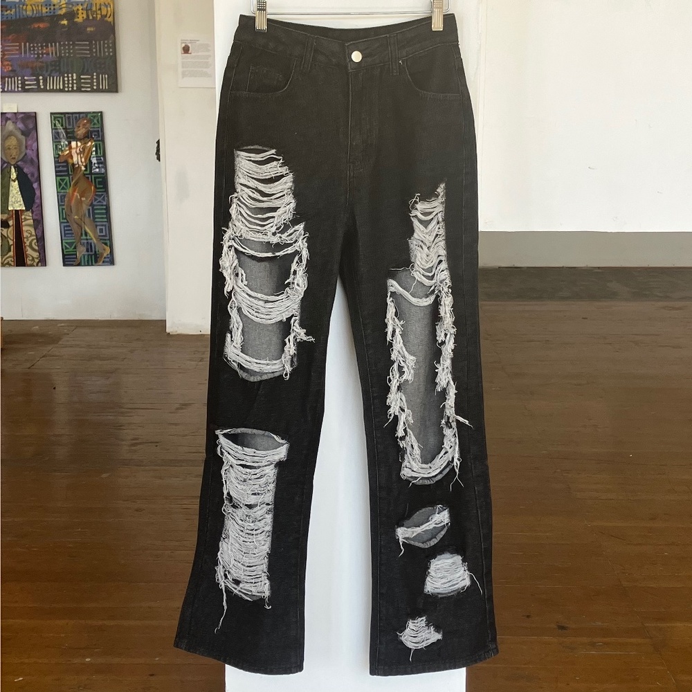 Y2K Black distressed denim jeans